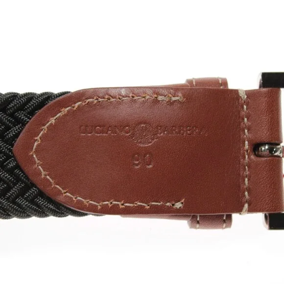 Luciano Barbera NWT Braided Elastic Belt Size 90 (US 34) in Dark Gray w/ Brown